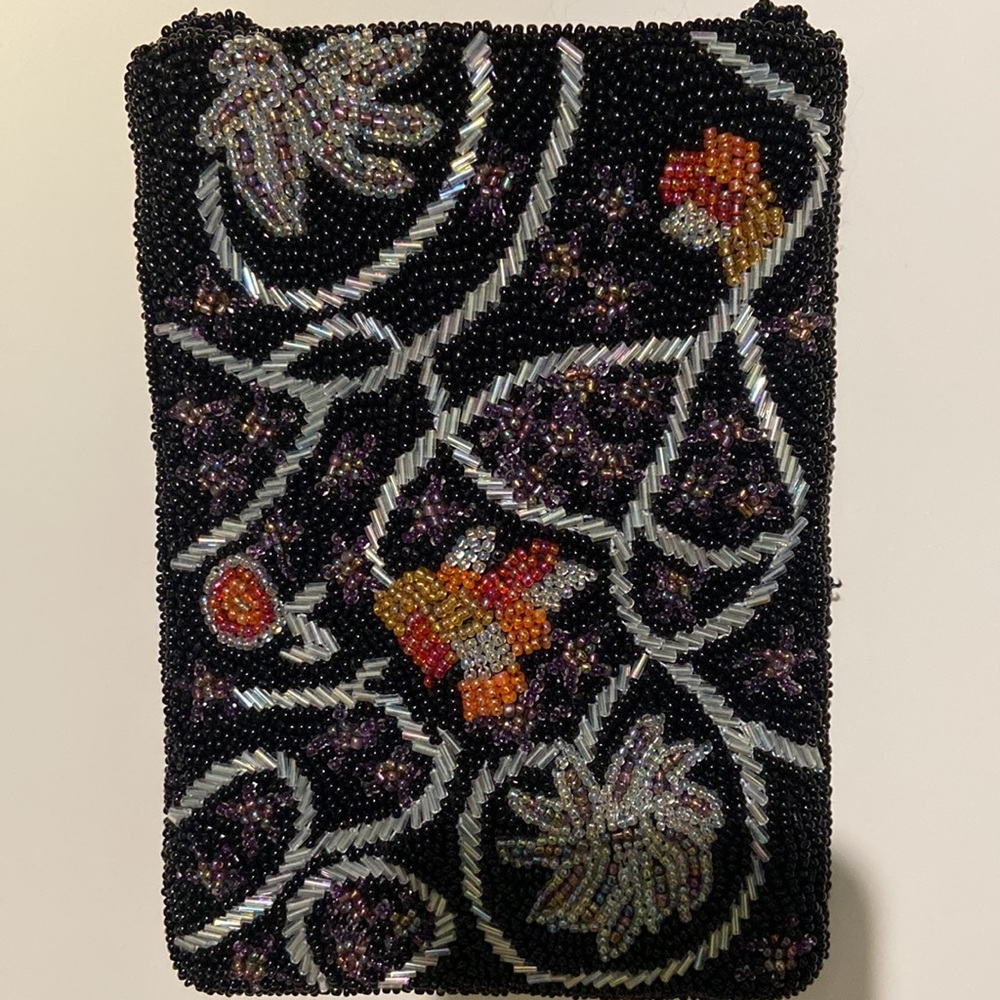 Vintage Christiana Hand-Beaded Crossbody Bag 90s Floral Statement, EC - Picture 4 of 9